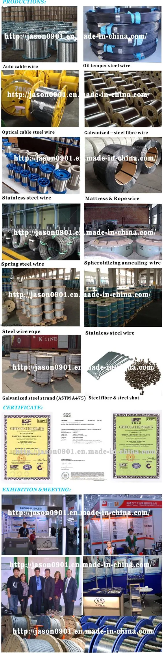 Steel Wire, Steel Rope, Stainless Steel Wire, Stainless Wire Rope, Carbon Steel and Straightened & Cut Wire